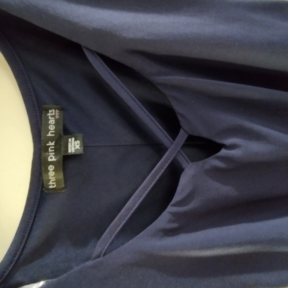 EUC Theee Hearts Fun Vibrant Chevron Maxi Dress - Pink, Dark Blue And White XS - Picture 2 of 5